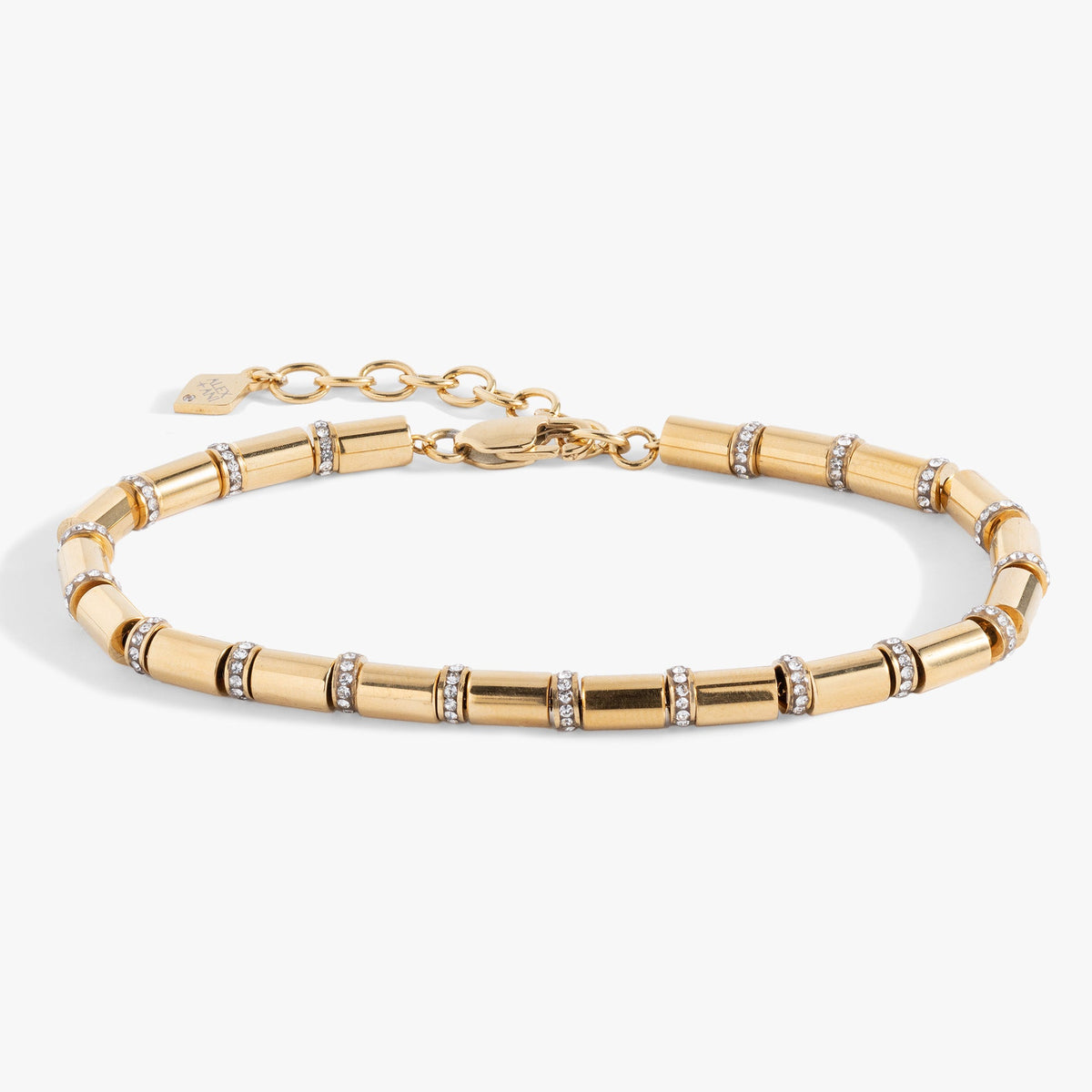 Tube Bead and Crystal Chain Bracelet - Aaria Tees