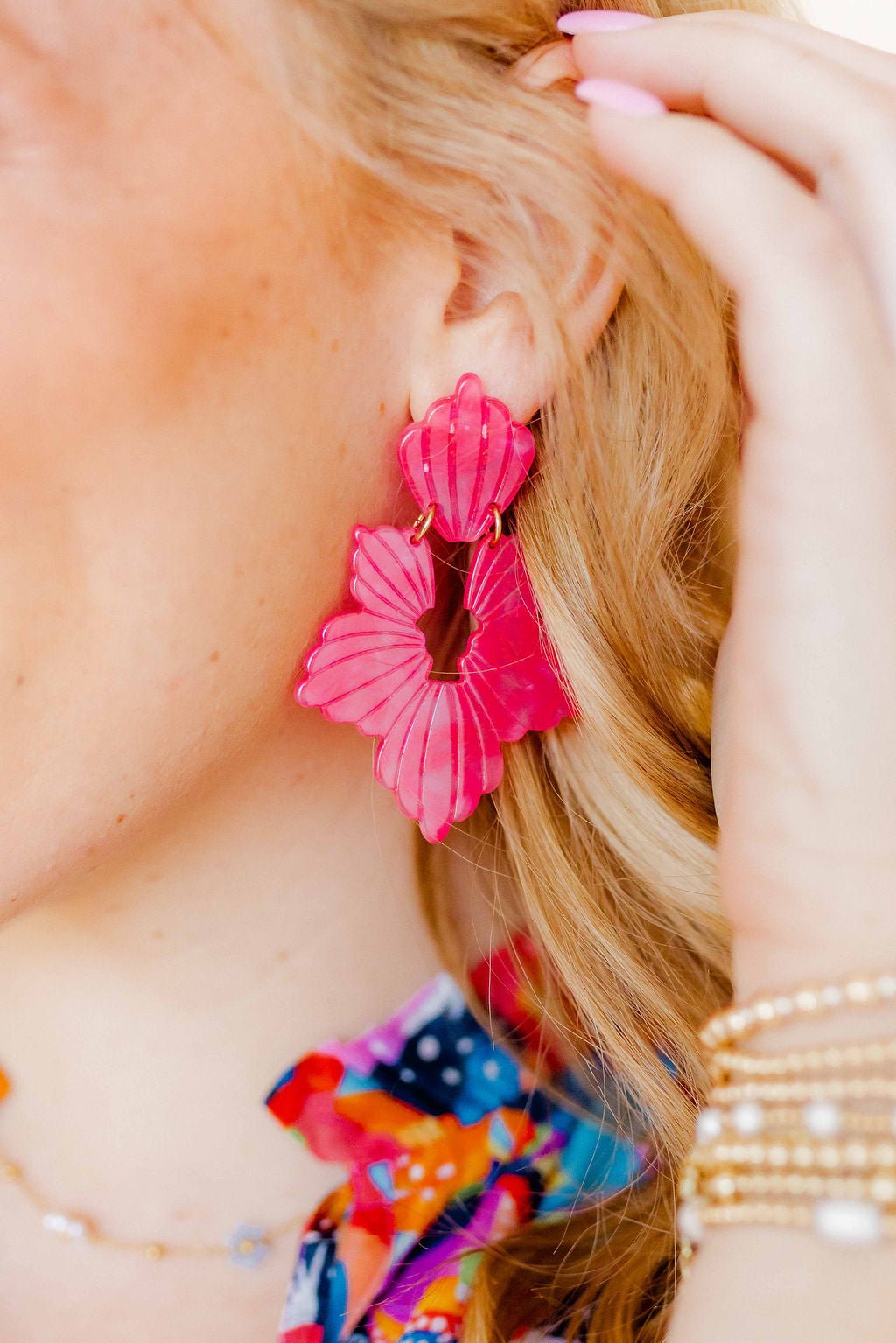 Michelle Statement Earrings - Cosmic Pink - Aaria Tees Aaria Tees