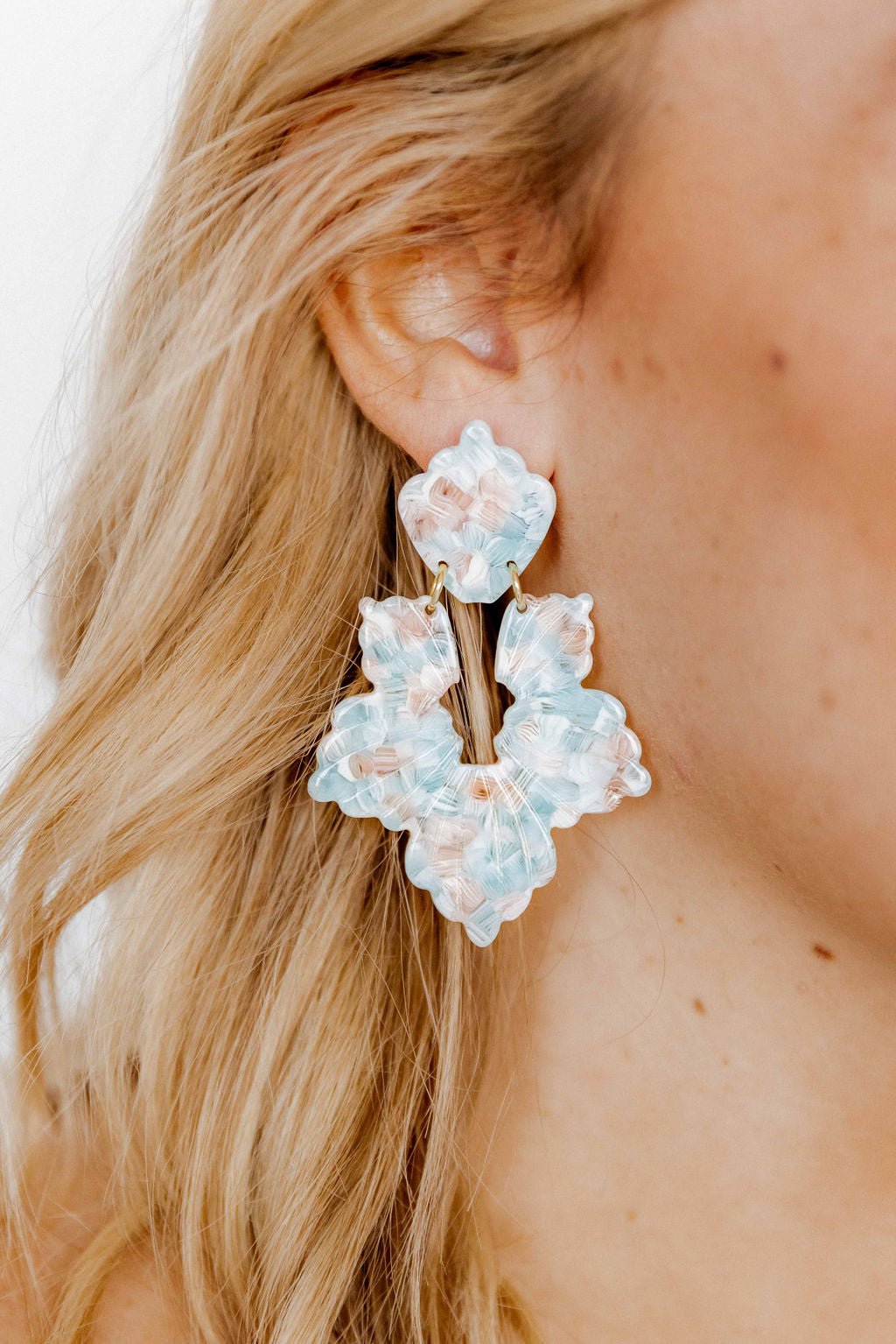 Michelle Statement Earrings - Mint Shell - Aaria Tees Aaria Tees