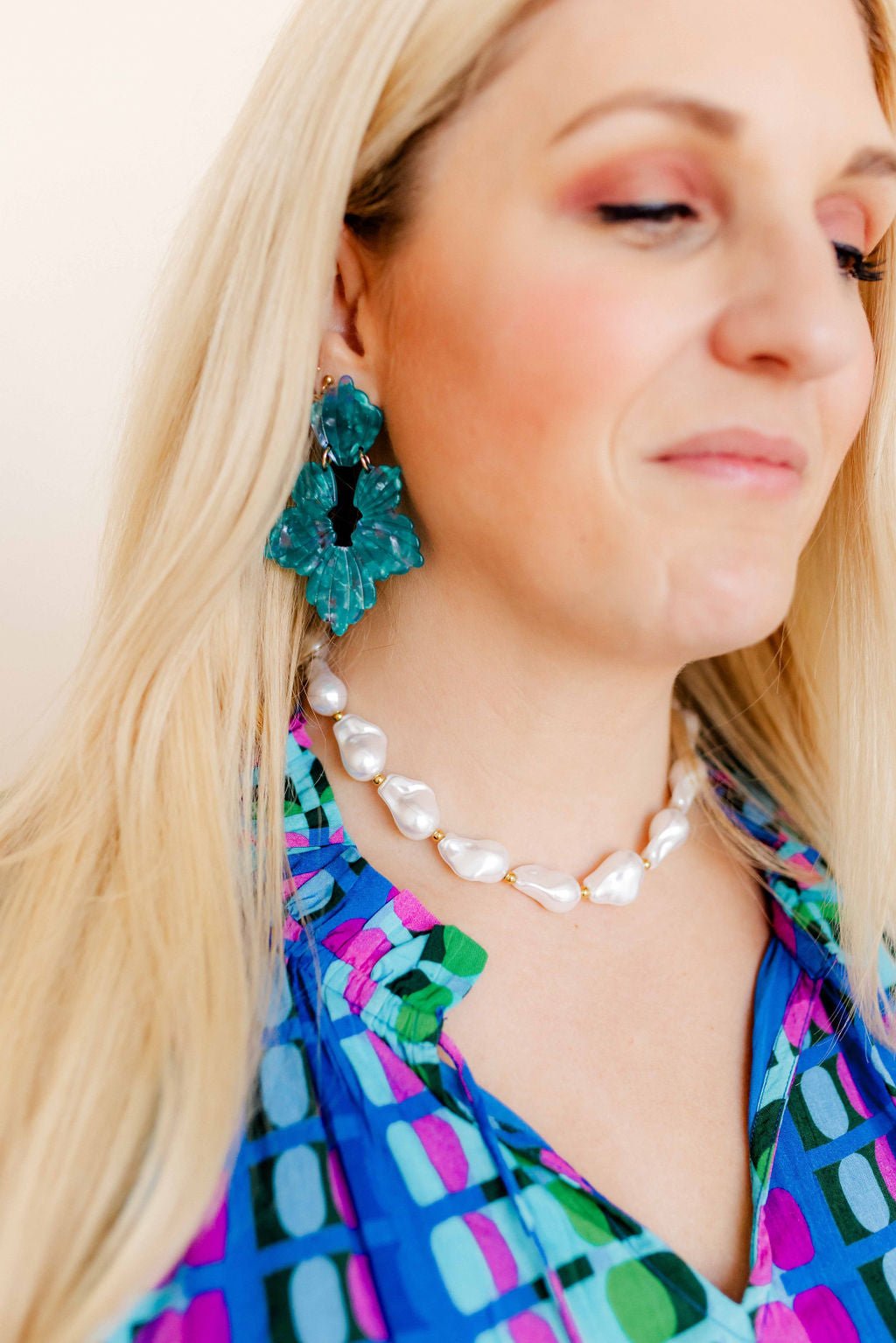 Michelle Statement Earrings - Mystic Lagoon - Aaria Tees Aaria Tees