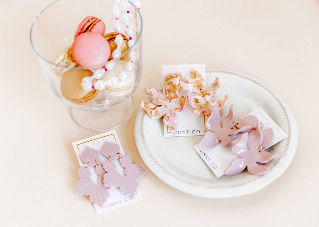 Michelle Statement Earrings - Vintage Rose - Aaria Tees Aaria Tees