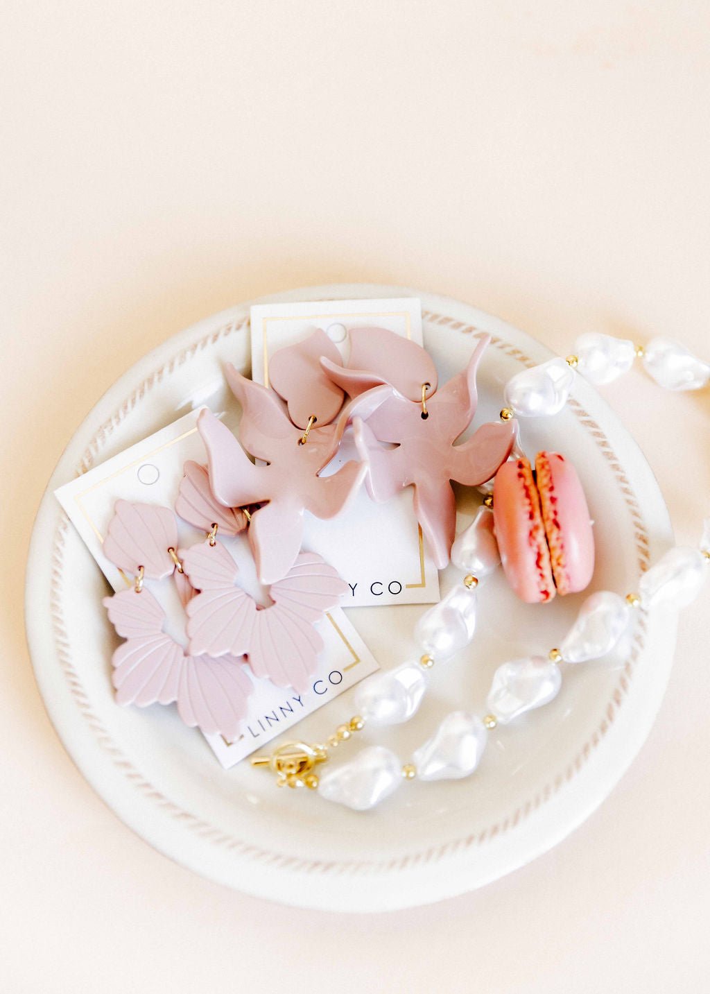 Michelle Statement Earrings - Vintage Rose - Aaria Tees Aaria Tees