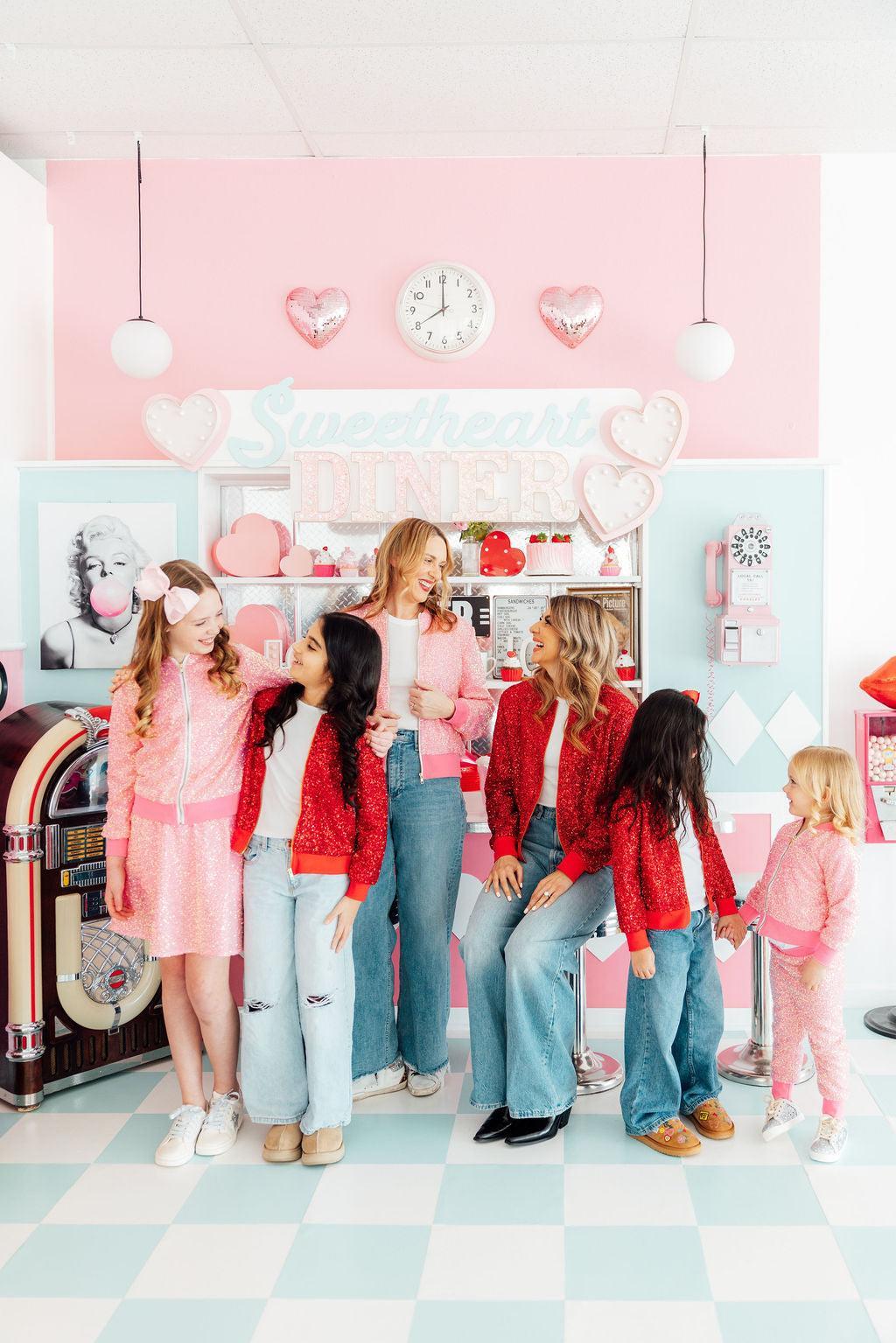 Grown Up Bubblegum Pink Sequin Jacket - Aaria Tees Aaria Tees