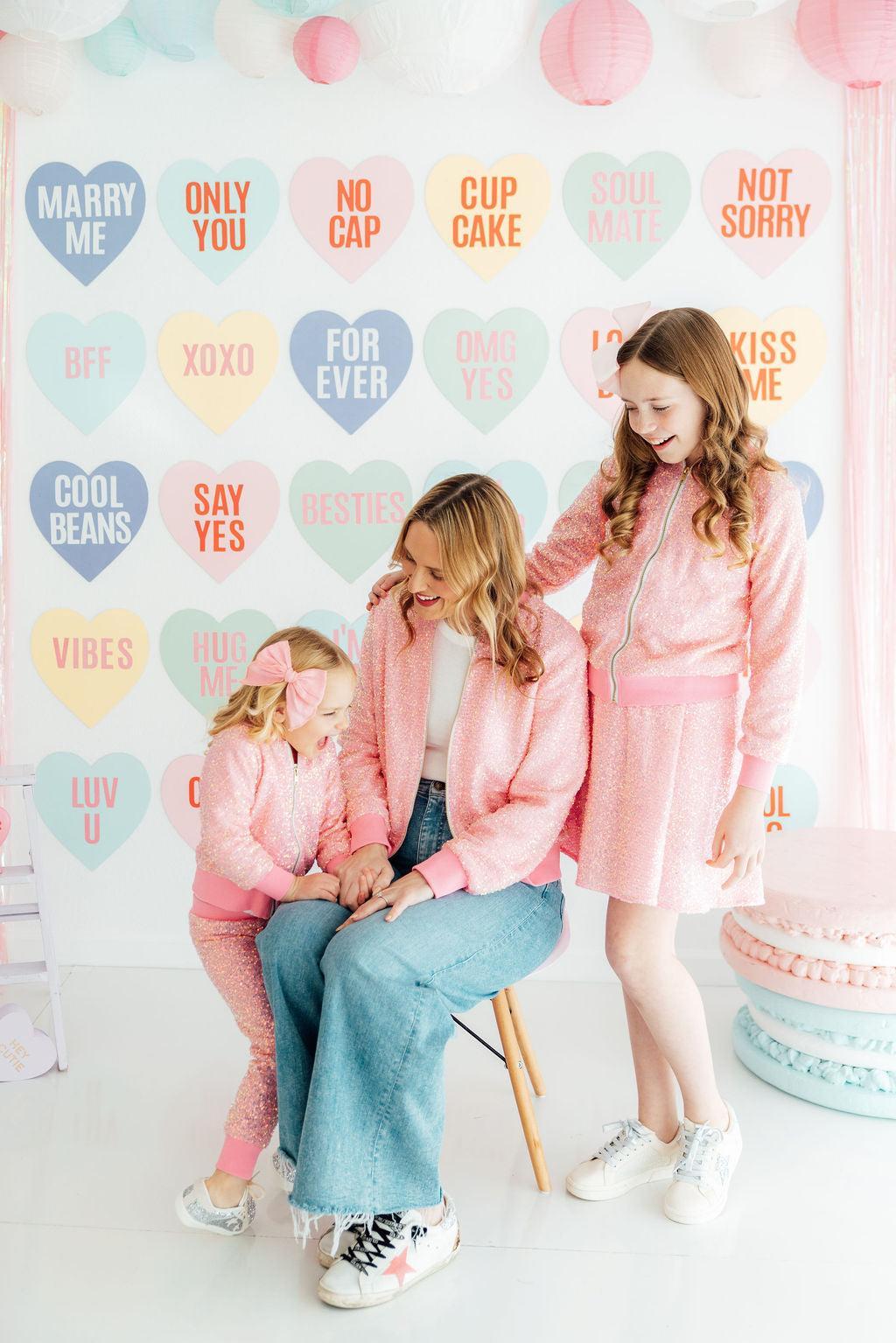 Grown Up Bubblegum Pink Sequin Jacket - Aaria Tees Aaria Tees