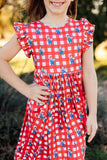 Nebraska Plaid Herbie Husker Flutter Twirl Dress - Aaria Tees Aaria Tees