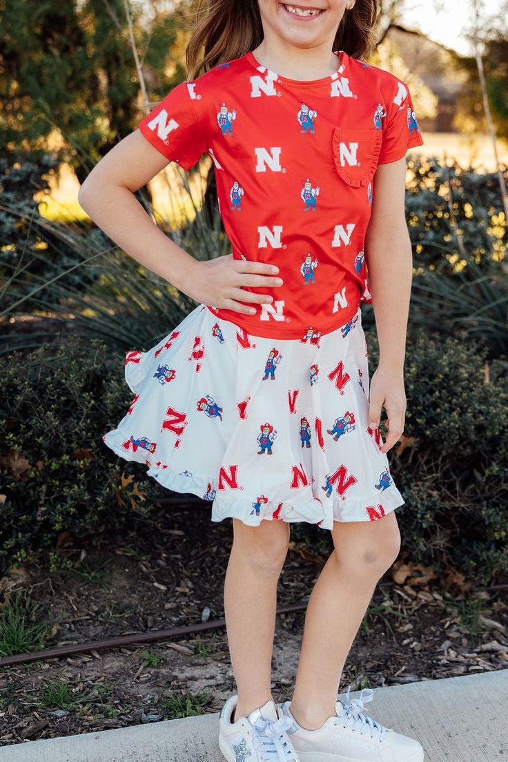 Nebraska White Herbie Husker Twirl Skort - Aaria Tees