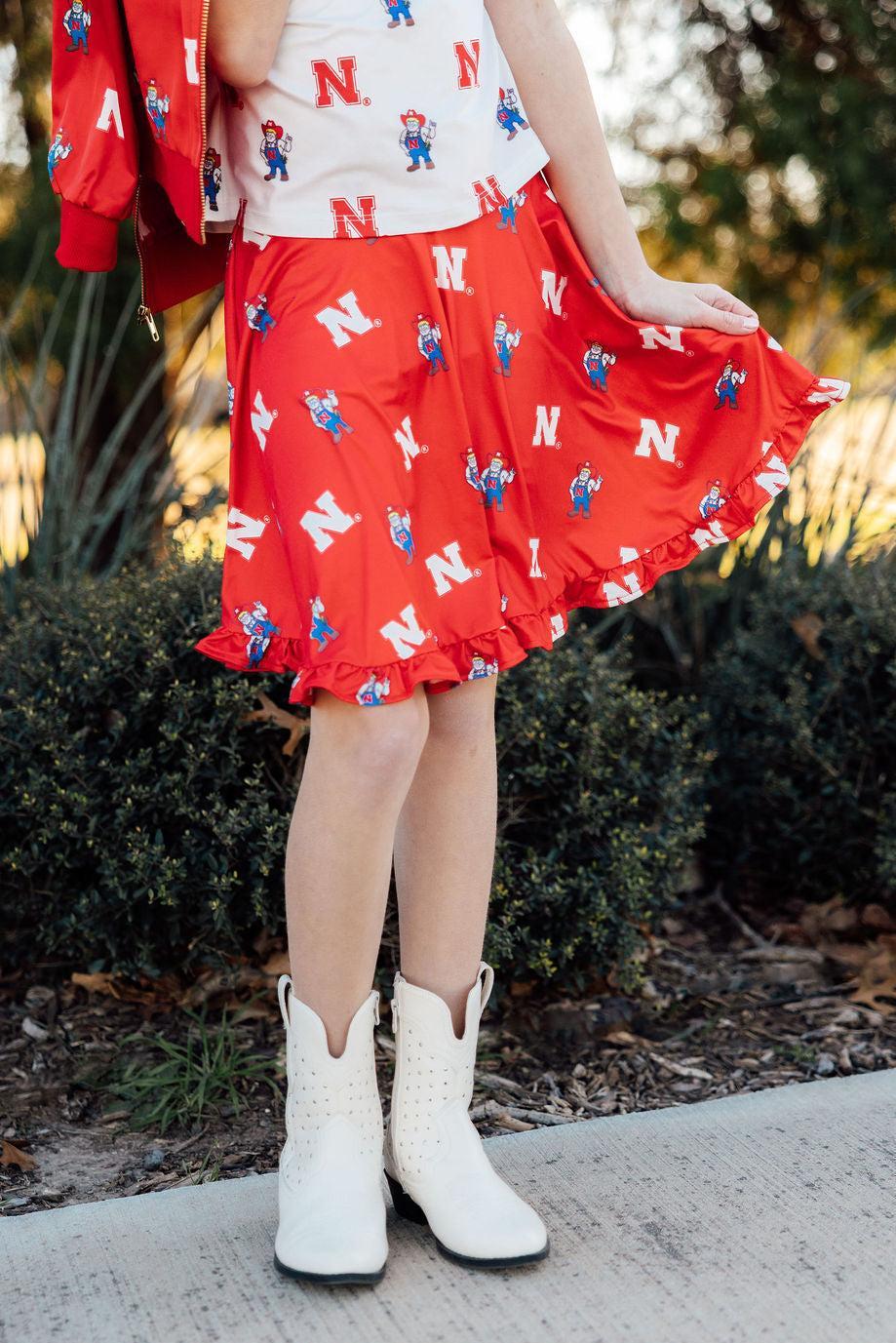 Nebraska Red Herbie Husker Twirl Skort - Aaria Tees