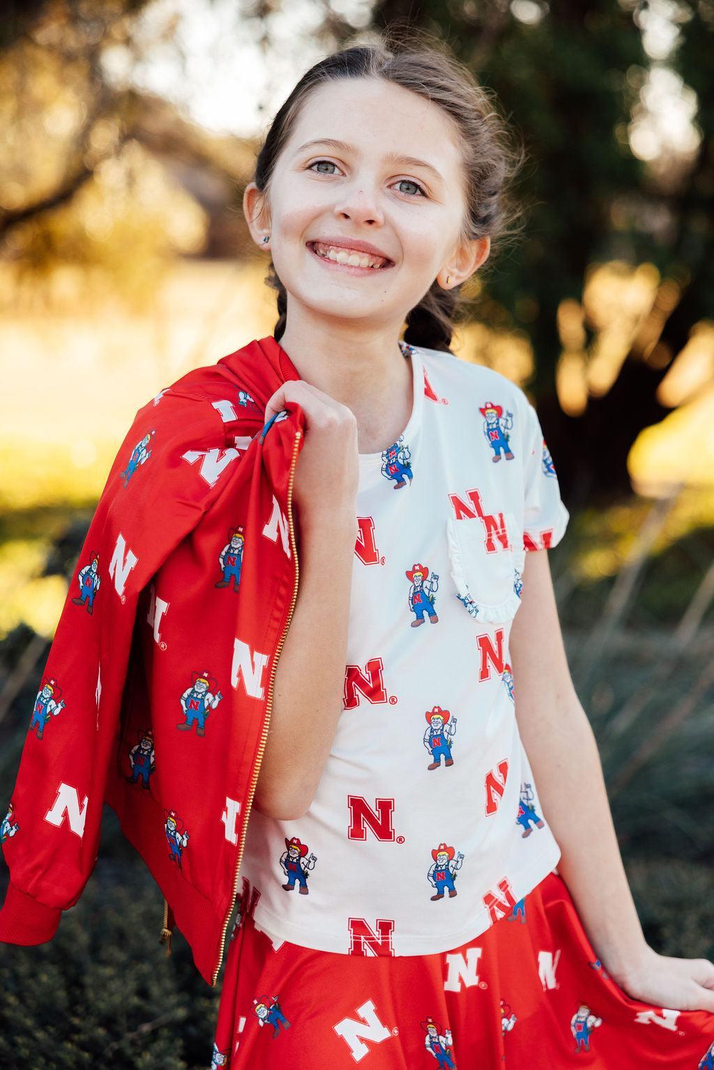 Nebraska Red Herbie Husker Satin Jacket - Aaria Tees Aaria Tees