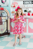 Fluttering Hearts 3/4 Sleeve Ruffle Twirl Dress - Aaria Tees Aaria Tees