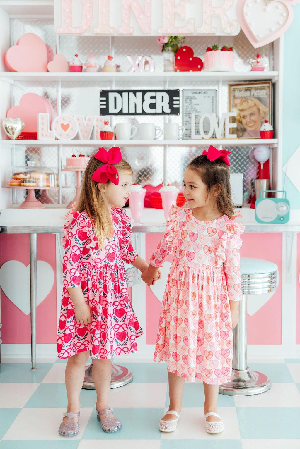 Melt My Heart 3/4 Sleeve Ruffle Twirl Dress - Aaria Tees Aaria Tees