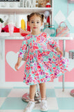 Watercolor Hearts 3/4 Sleeve Pocket Twirl Dress - Aaria Tees Aaria Tees