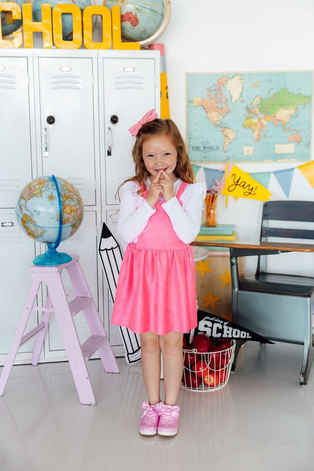 Neon Pink Faux Suede Pinafore - Aaria Tees Aaria Tees