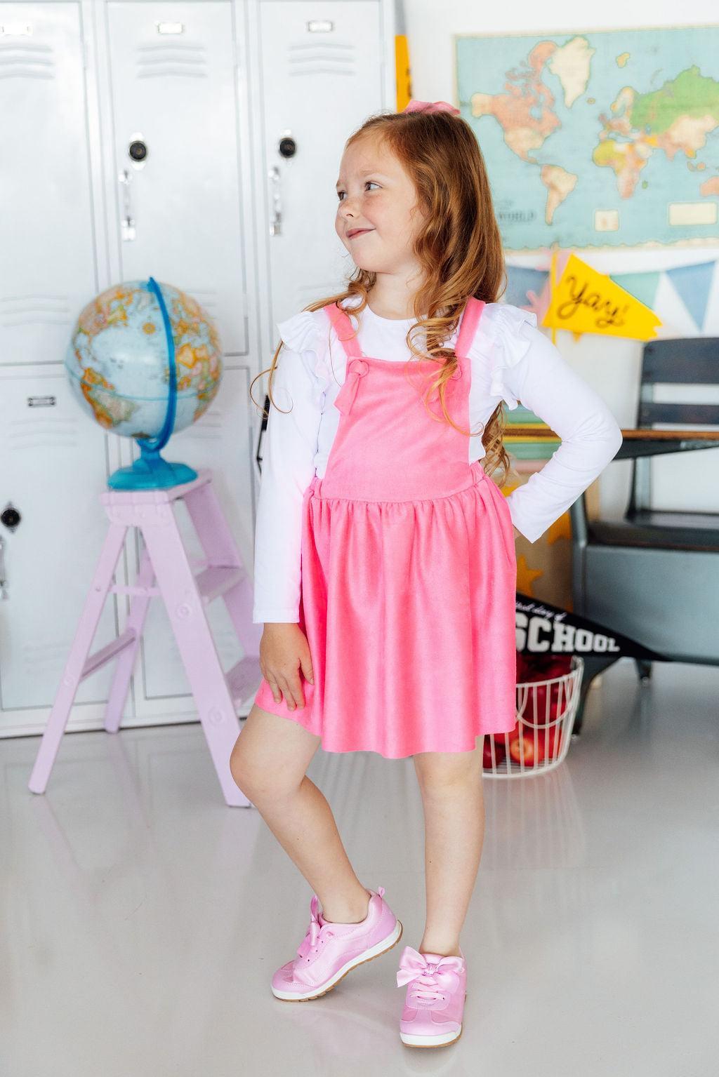 Neon Pink Faux Suede Pinafore - Aaria Tees Aaria Tees