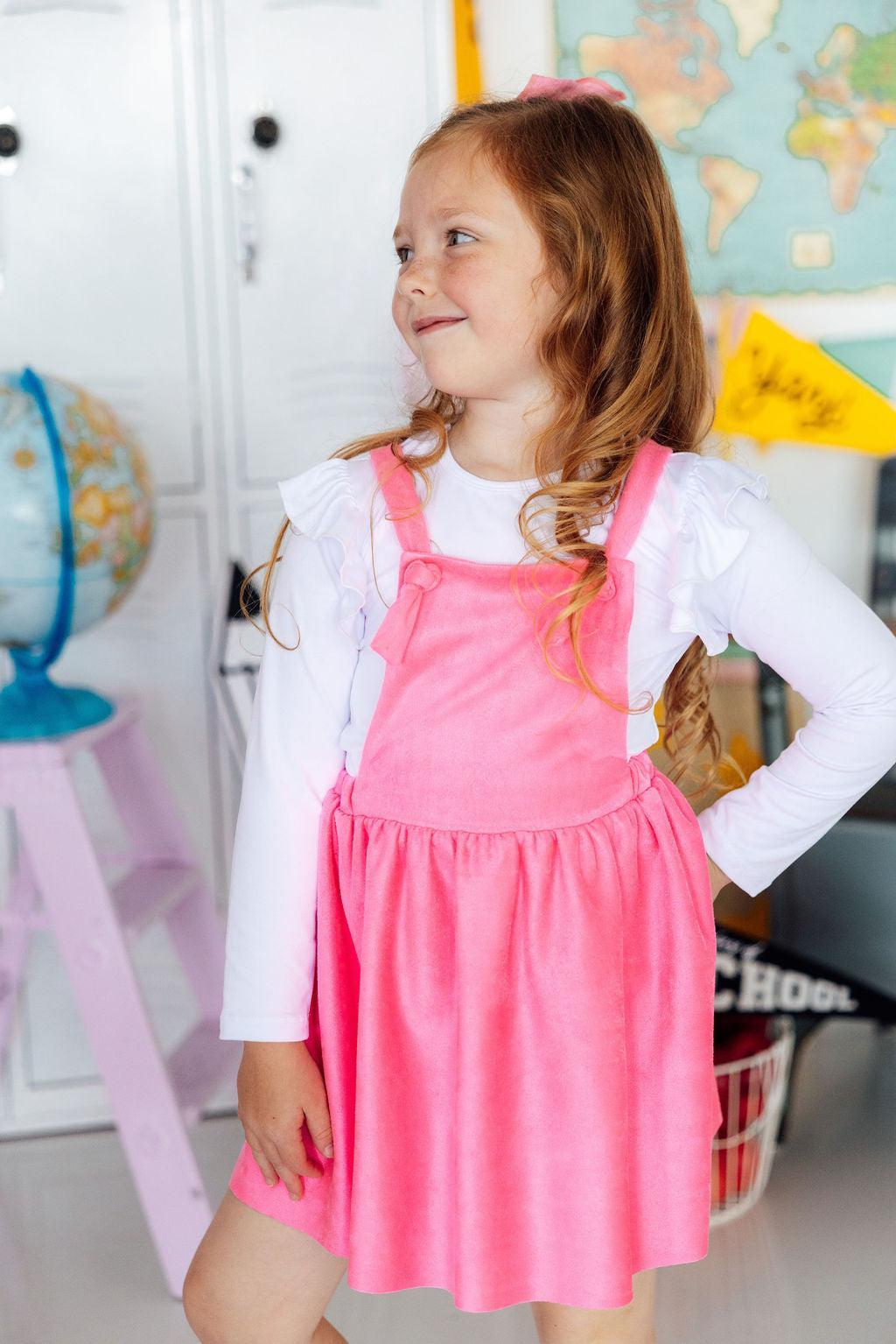 Neon Pink Faux Suede Pinafore - Aaria Tees Aaria Tees