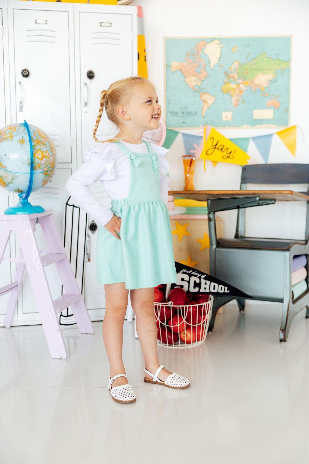 Mint Faux Suede Pinafore - Aaria Tees Aaria Tees