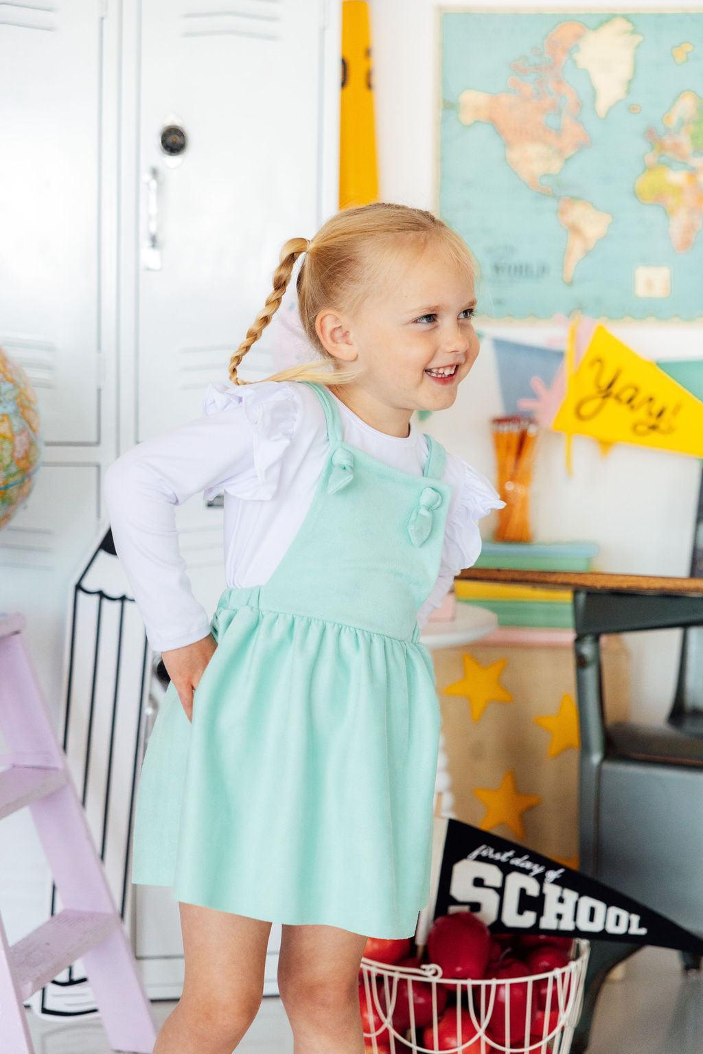 Mint Faux Suede Pinafore - Aaria Tees