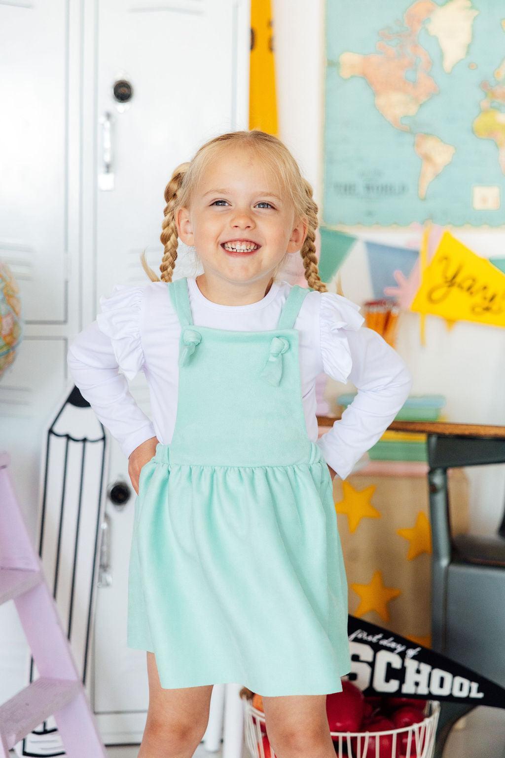 Mint Faux Suede Pinafore - Aaria Tees Aaria Tees