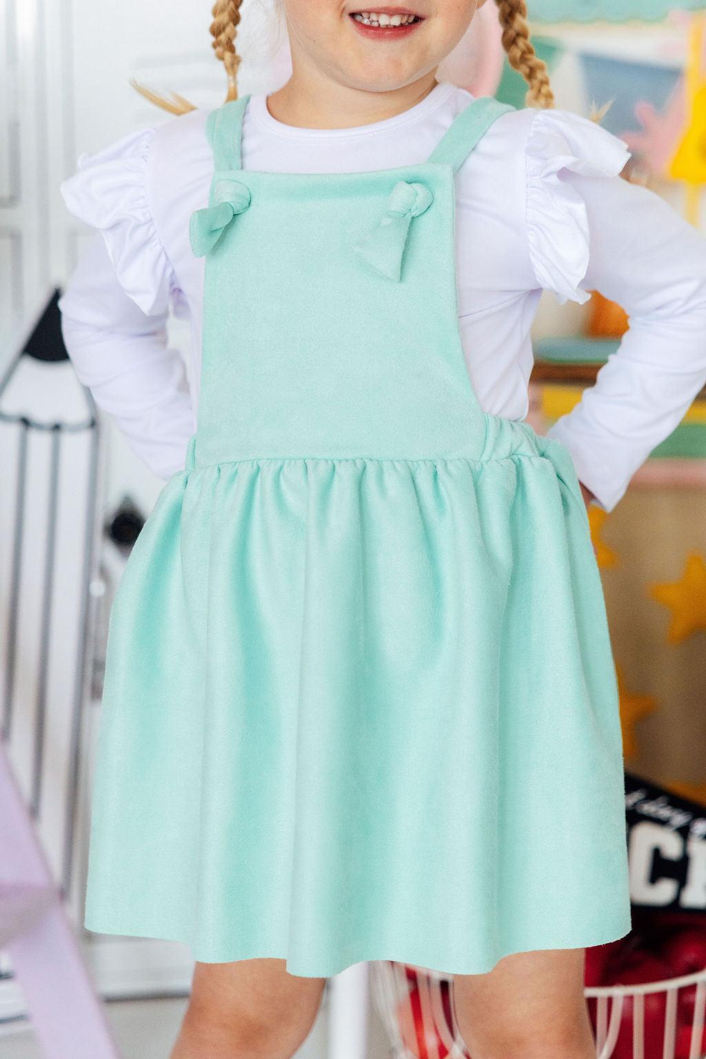 Mint Faux Suede Pinafore - Aaria Tees Aaria Tees