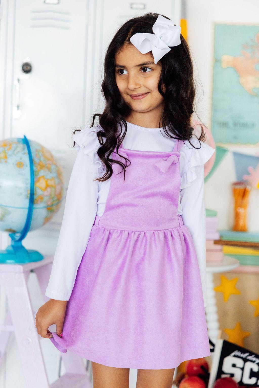 Lavender Faux Suede Pinafore - Aaria Tees