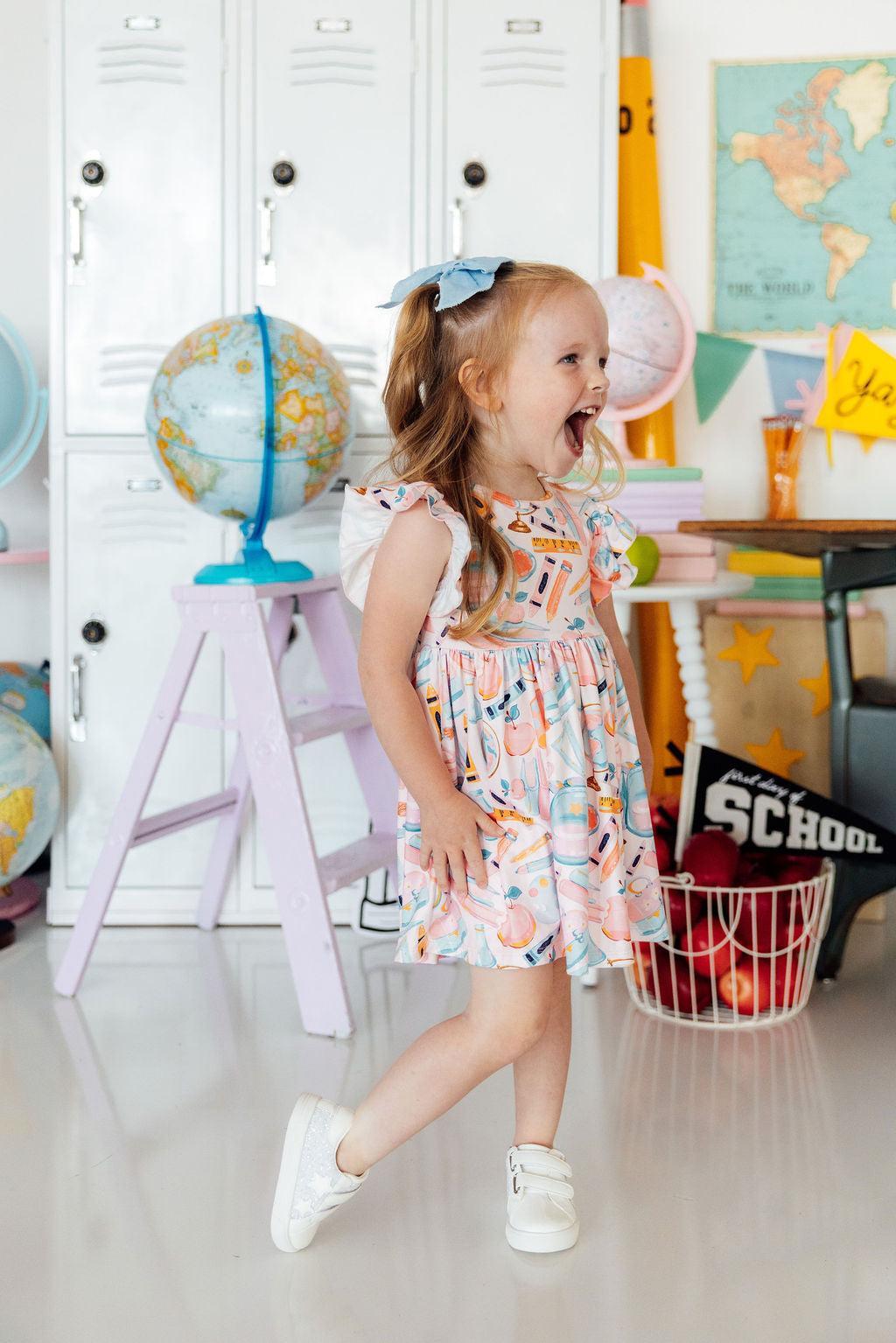 Class Act Flutter Sleeve Twirl Dress - Aaria Tees Aaria Tees