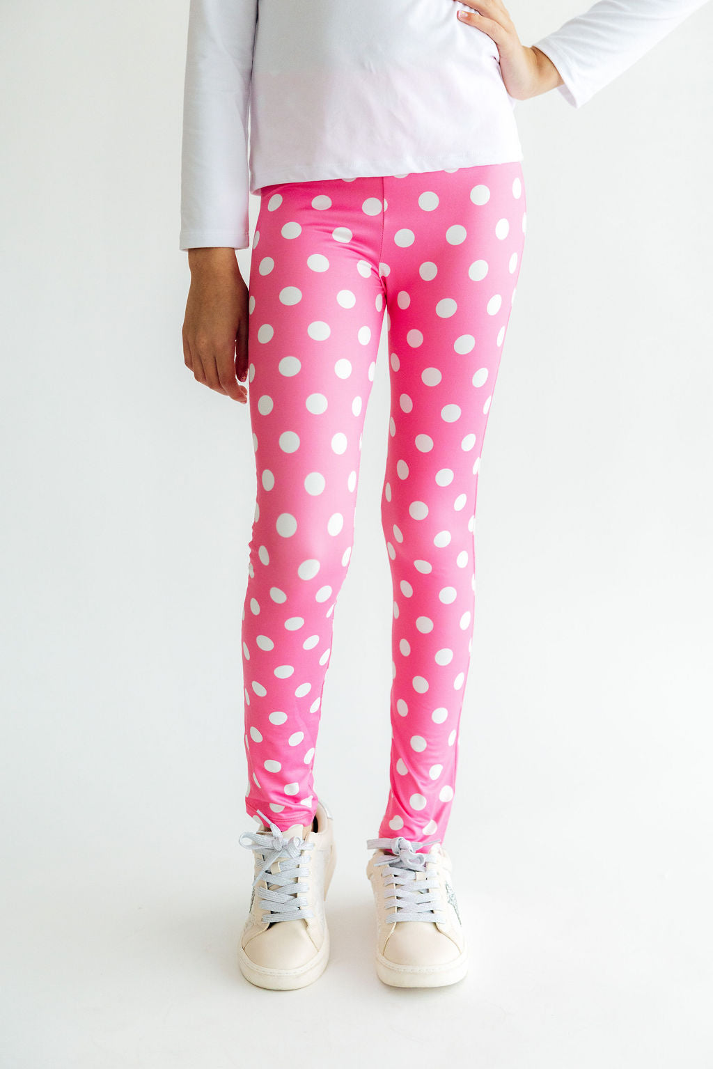 Pink Polka Dots Leggings - Aaria Tees Aaria Tees