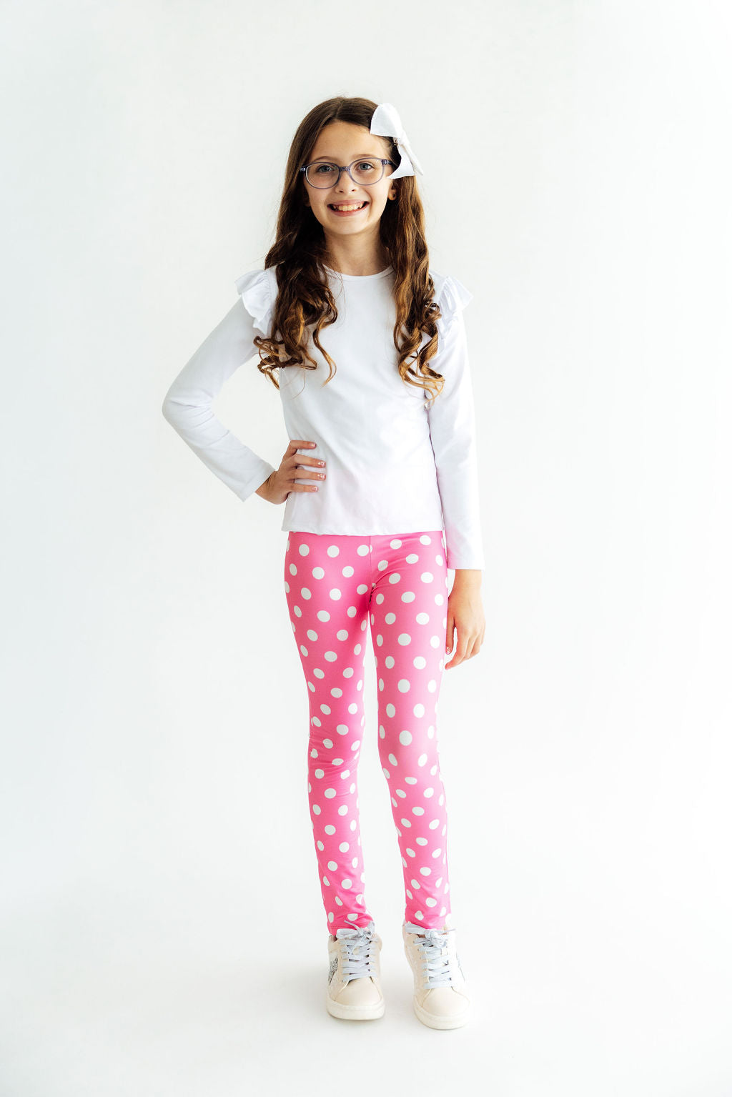 Pink Polka Dots Leggings - Aaria Tees Aaria Tees