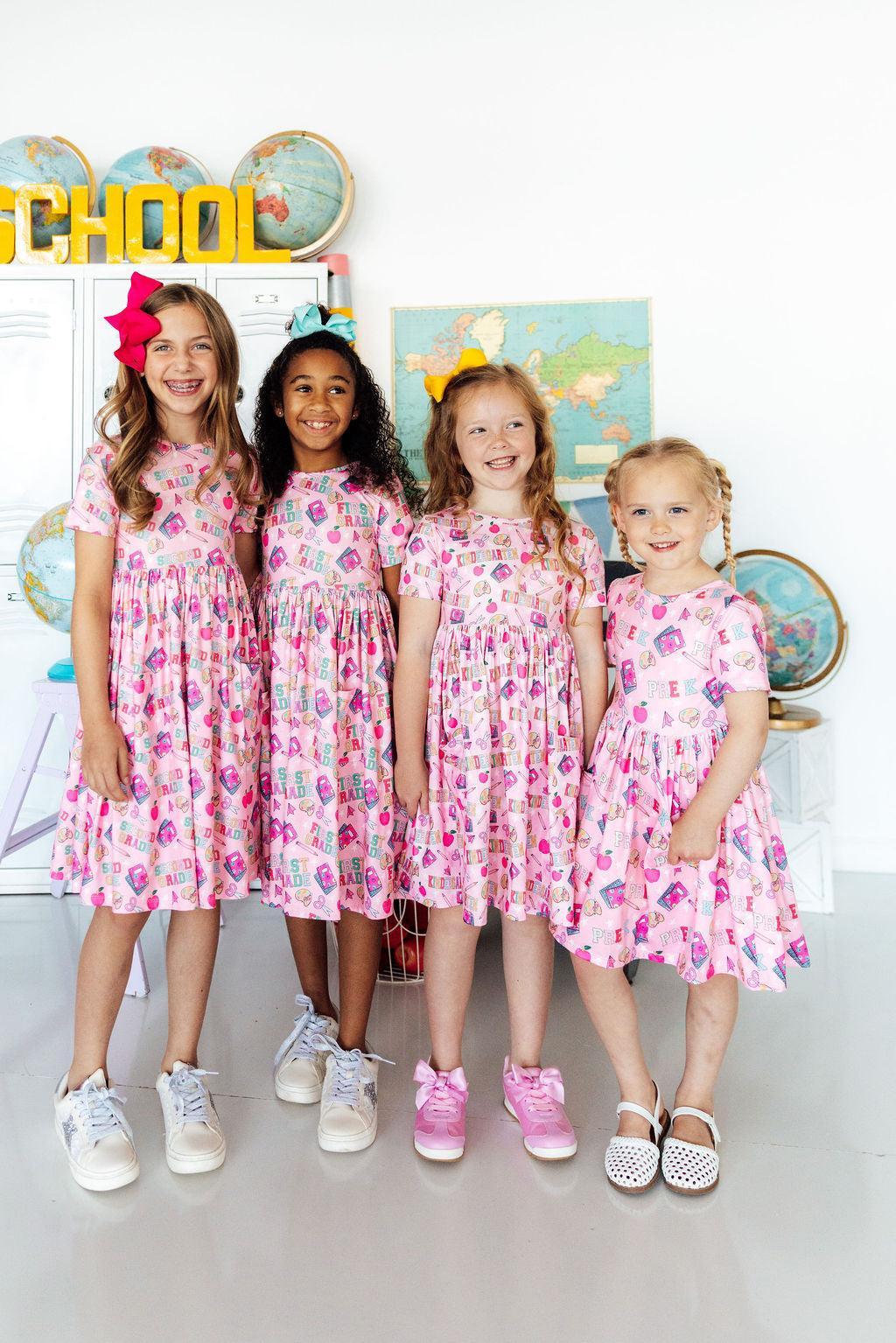 Pre-K S/S Pocket Twirl Dress - Aaria Tees Aaria Tees