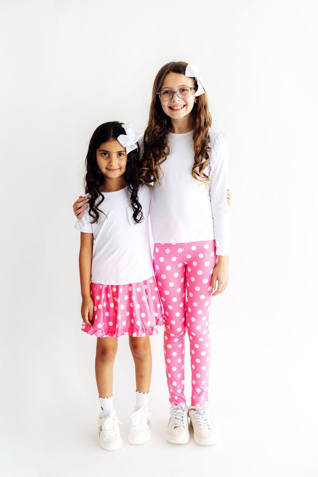 Pink Polka Dots Leggings - Aaria Tees Aaria Tees