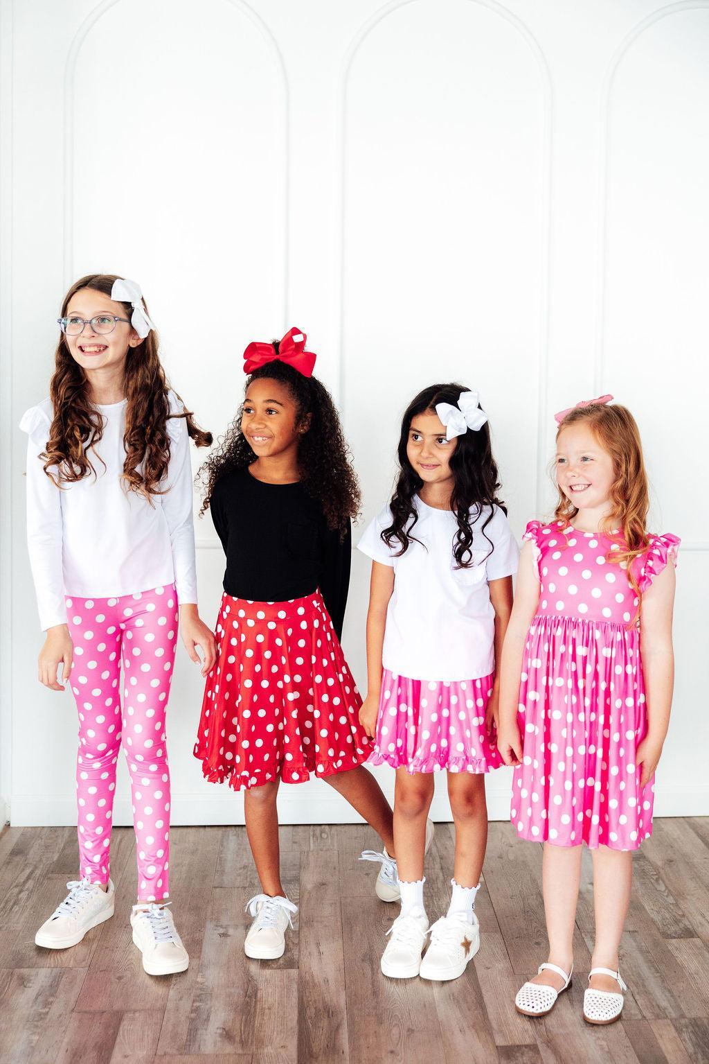 Pink Polka Dots Leggings - Aaria Tees Aaria Tees
