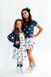 Auburn White Aubie 3/4 Sleeve Pocket Twirl Dress - Aaria Tees Aaria Tees