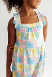 Tropical Summer Ruffle Cross Back Dress Aaria Tees