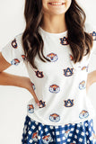 Auburn White Aubie Ruffle Pocket Tee - Aaria Tees Aaria Tees