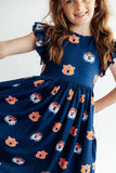 Auburn Blue Aubie Flutter Twirl Dress - Aaria Tees Aaria Tees