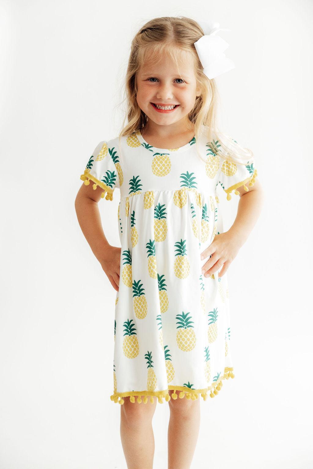 Pineapple Pom Pom Dress - Aaria Tees Aaria Tees