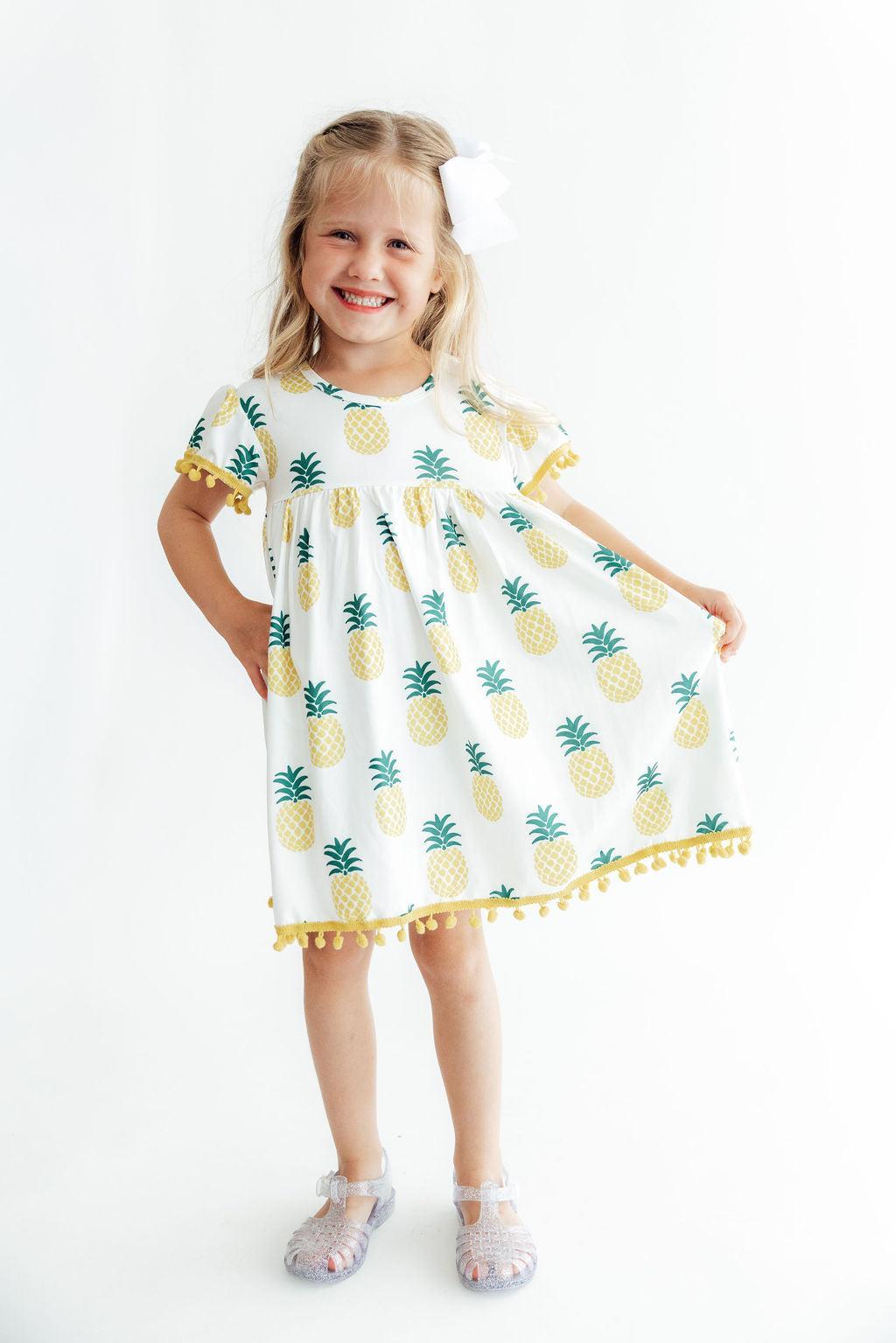 Pineapple Pom Pom Dress - Aaria Tees Aaria Tees