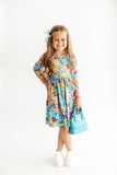 Flower Child L/S Pocket Twirl Dress - Aaria Tees Aaria Tees