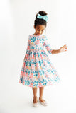Floral Garden 3/4 Sleeve Pocket Twirl Dress Aaria Tees