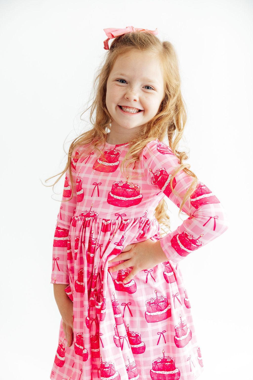 Make a Wish L/S Pocket Twirl Dress - Aaria Tees