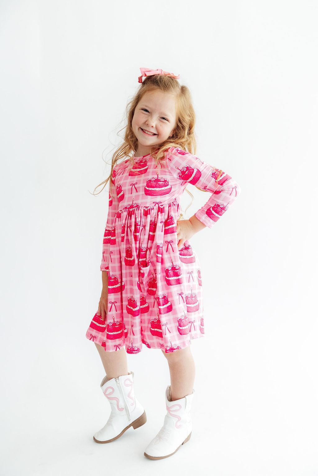 Make a Wish L/S Pocket Twirl Dress - Aaria Tees Aaria Tees