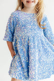 Light Blue Velvet Sequin Dress - Aaria Tees Aaria Tees