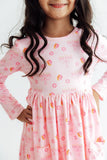 Pink Dreidel Darling L/S Pocket Twirl Dress - Aaria Tees Aaria Tees