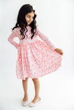 Pink Dreidel Darling L/S Pocket Twirl Dress - Aaria Tees Aaria Tees