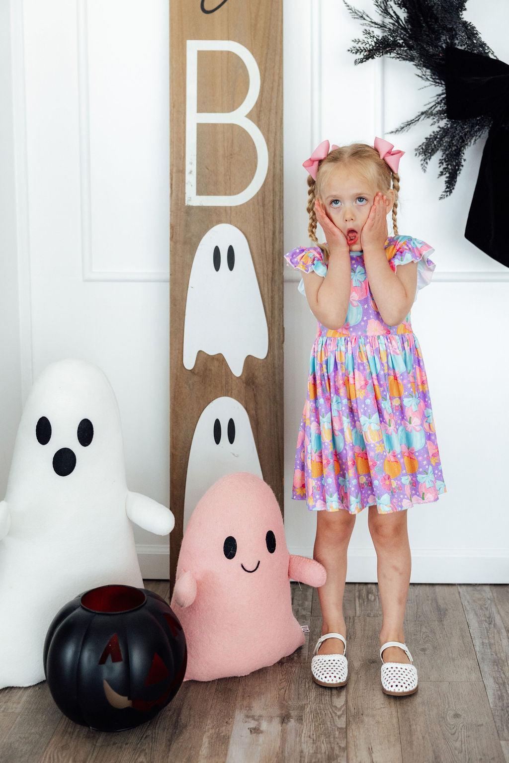 Autumn Sparkle Flutter Sleeve Twirl Dress - Aaria Tees Aaria Tees