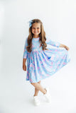 Garden Giggles 3/4 Sleeve Pocket Twirl Dress - Aaria Tees Aaria Tees