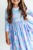 Garden Giggles 3/4 Sleeve Pocket Twirl Dress - Aaria Tees Aaria Tees