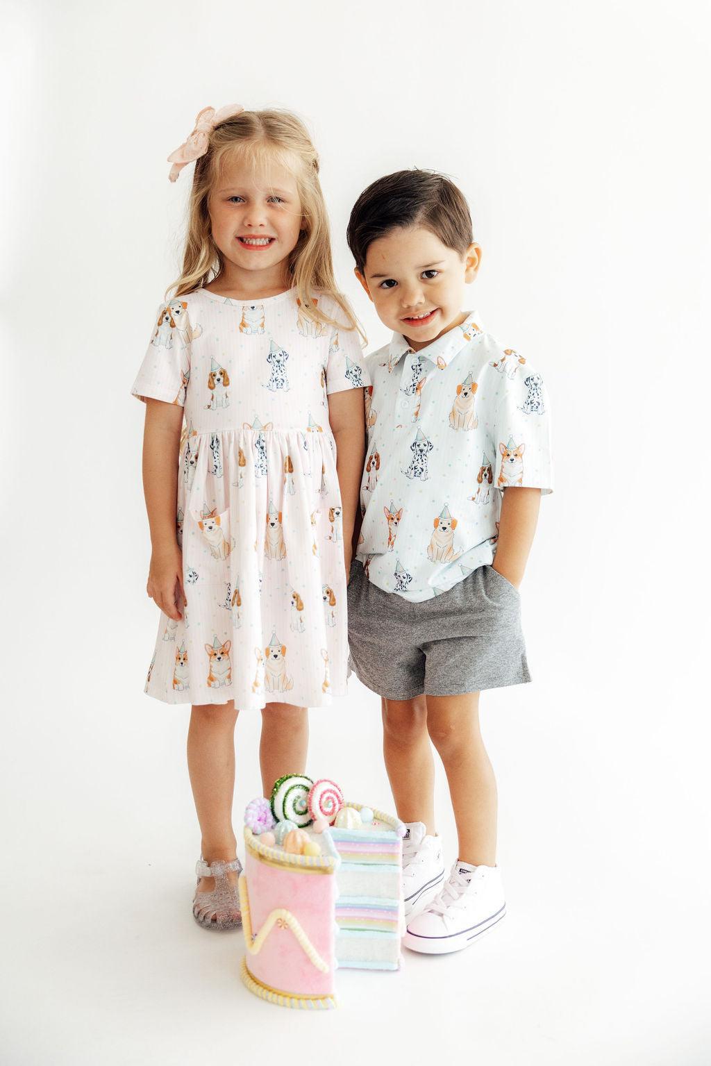 Party Pups S/S Pocket Twirl Dress - Aaria Tees Aaria Tees