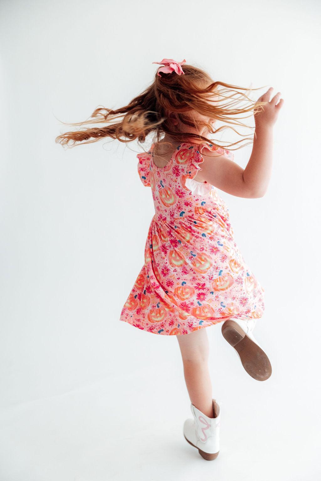 Spooktacular Flutter Sleeve Twirl Dress - Aaria Tees Aaria Tees