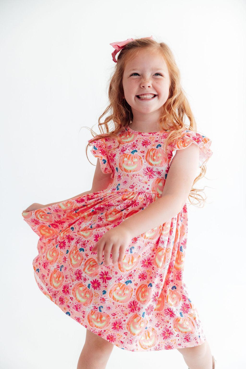 Spooktacular Flutter Sleeve Twirl Dress - Aaria Tees Aaria Tees