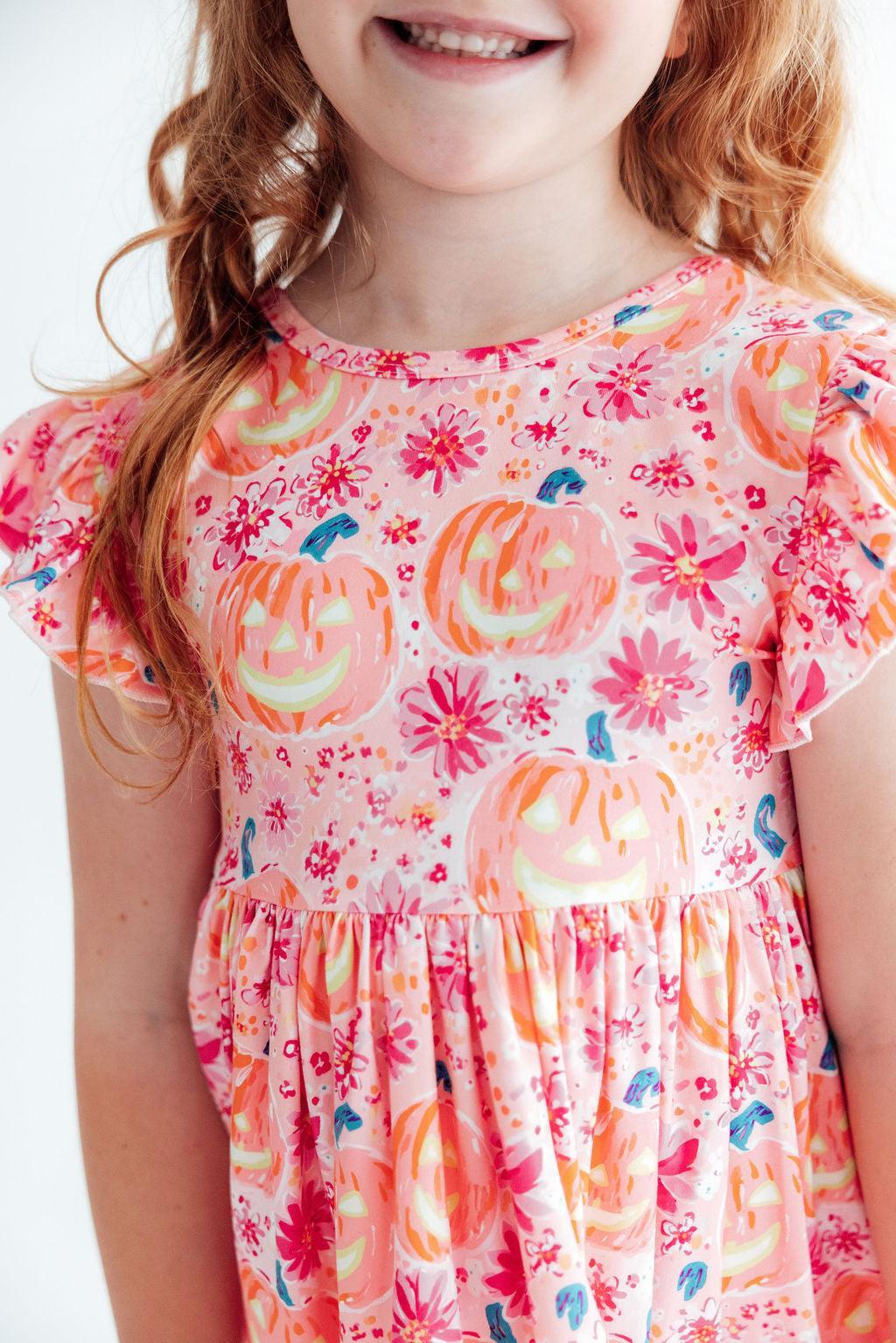 Spooktacular Flutter Sleeve Twirl Dress - Aaria Tees