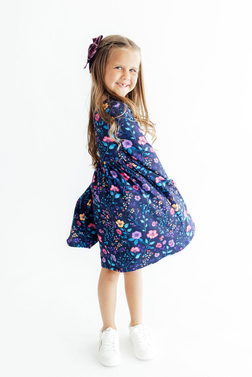 Botanical Beauty L/S Pocket Twirl Dress - Aaria Tees Aaria Tees